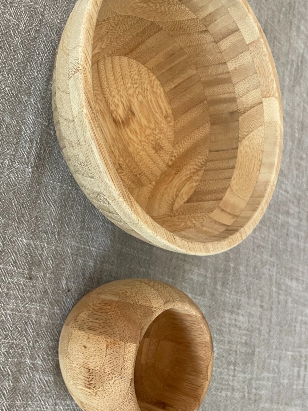 Set of 2 Wooden Bowls 8" & 3" Round 1 is Ikea & the Other looks to be handmade!